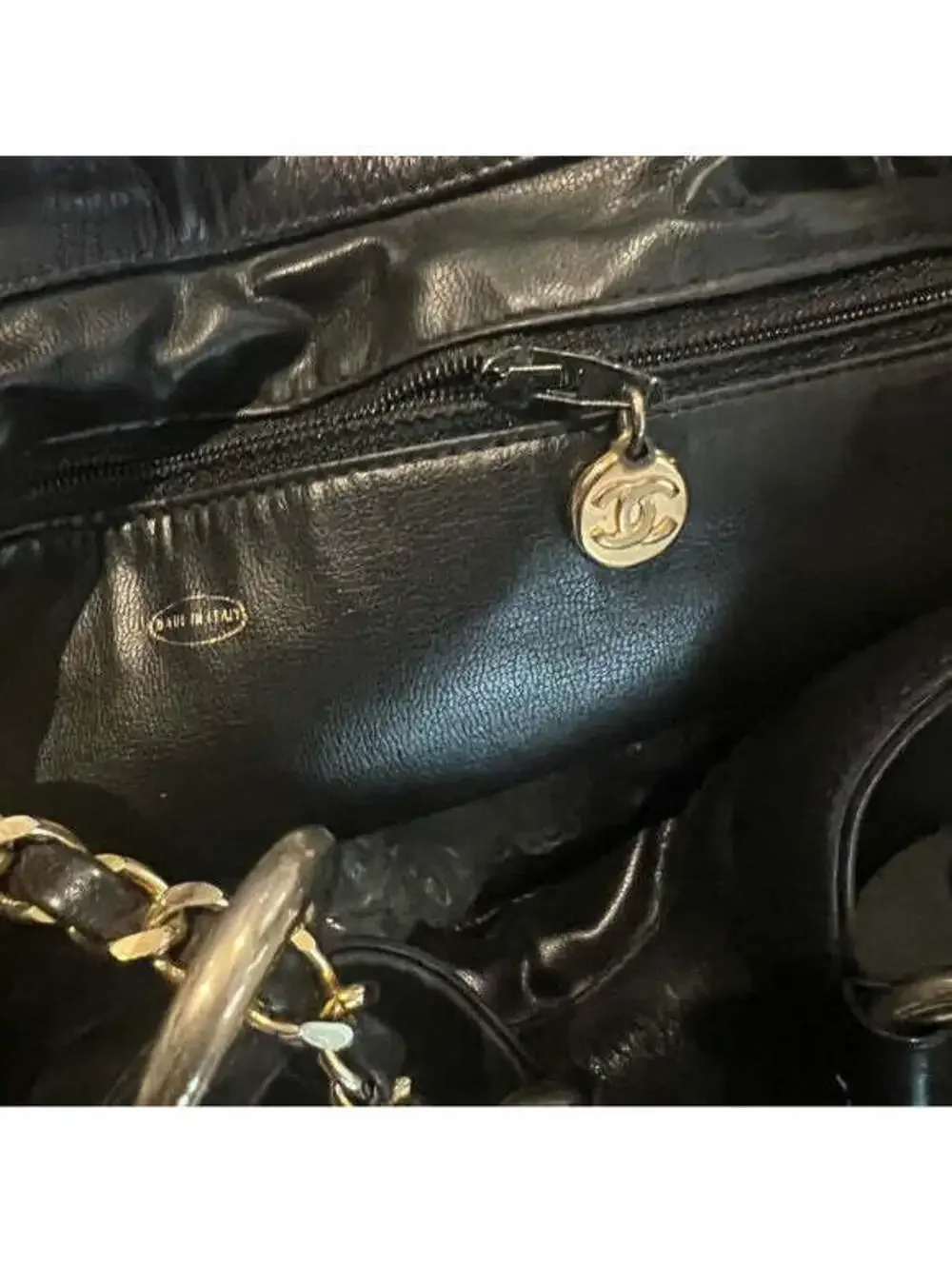 Chanel Black Canvas CC Chain Bucket Bag - Made in Italy - Rare Piece